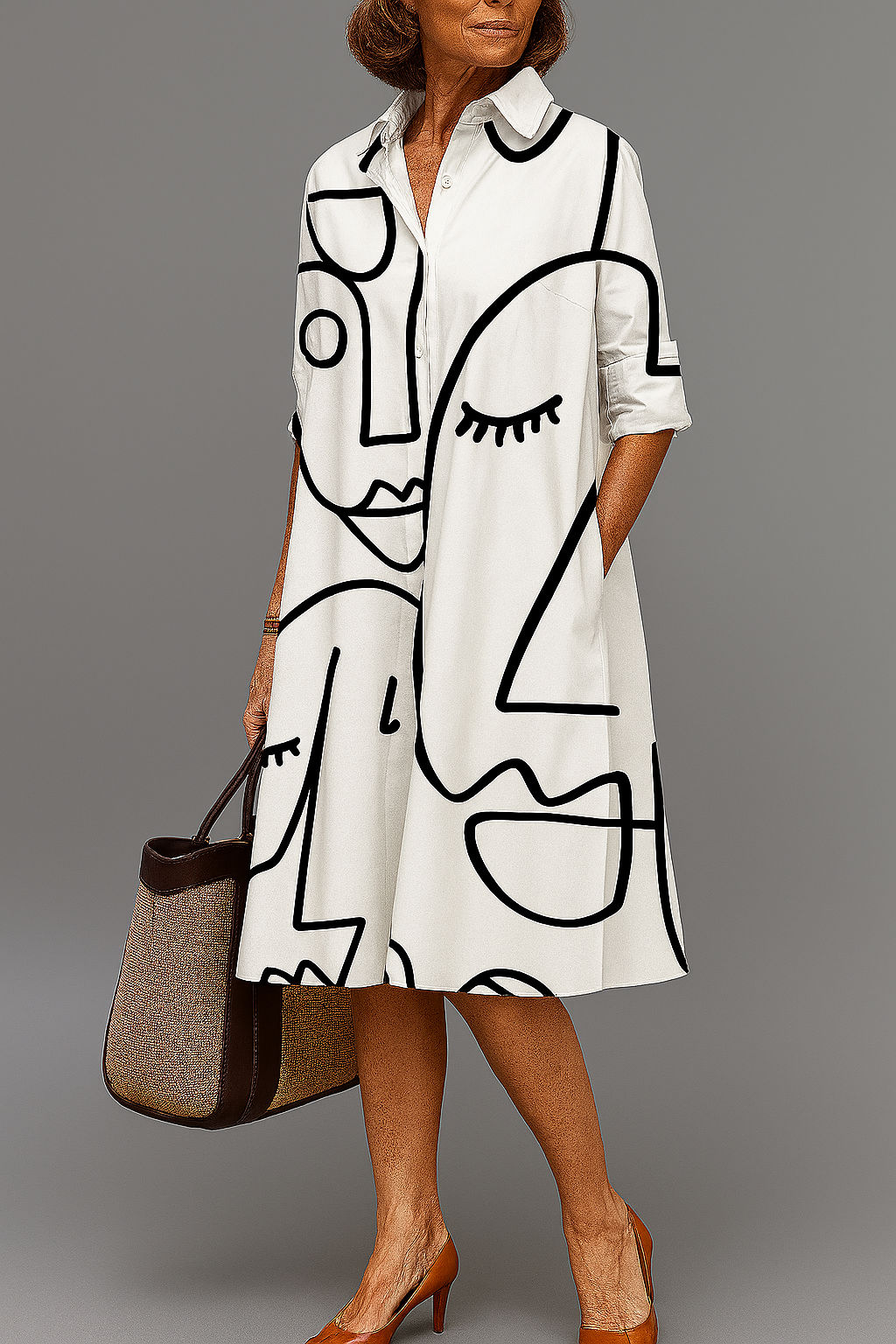 Luna | Abstract Art Shirt Dress