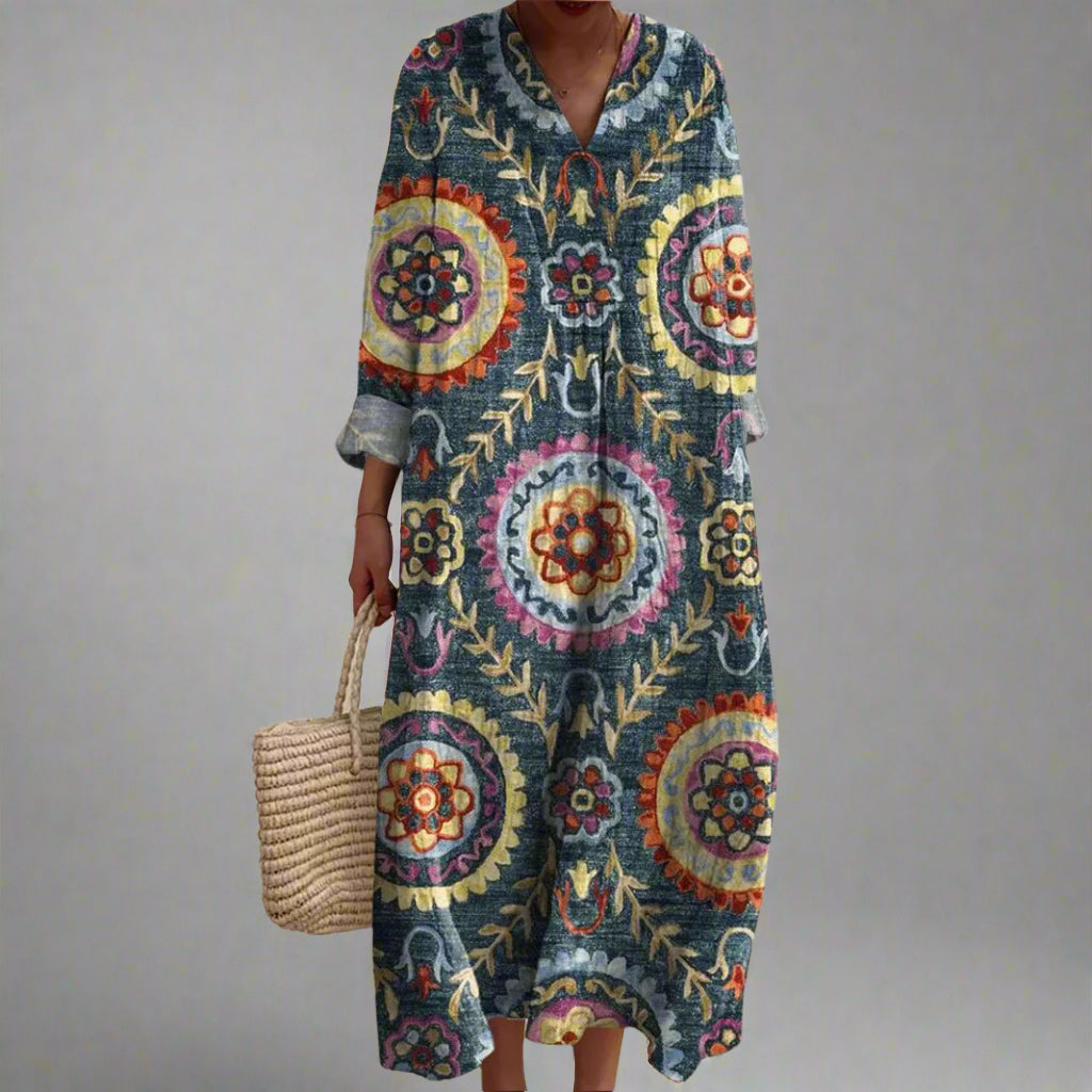 Maxine | Elegant Geometric Maxi Dress