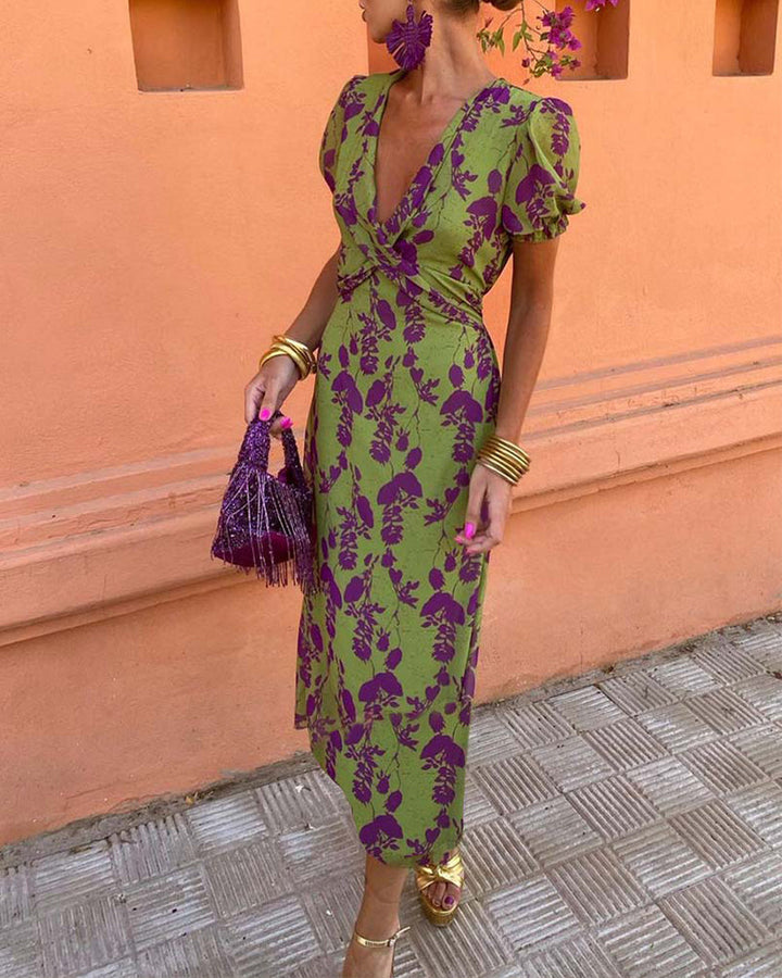 Stylish Floral Wrap Dress