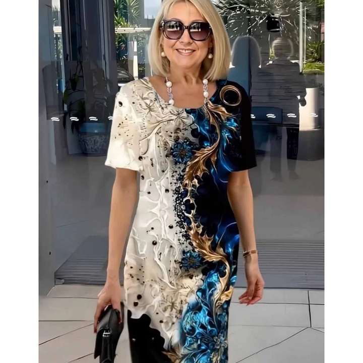 Loose Summer Women’s Dress with 3D Floral Pattern