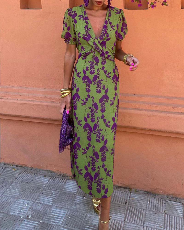 Stylish Floral Wrap Dress