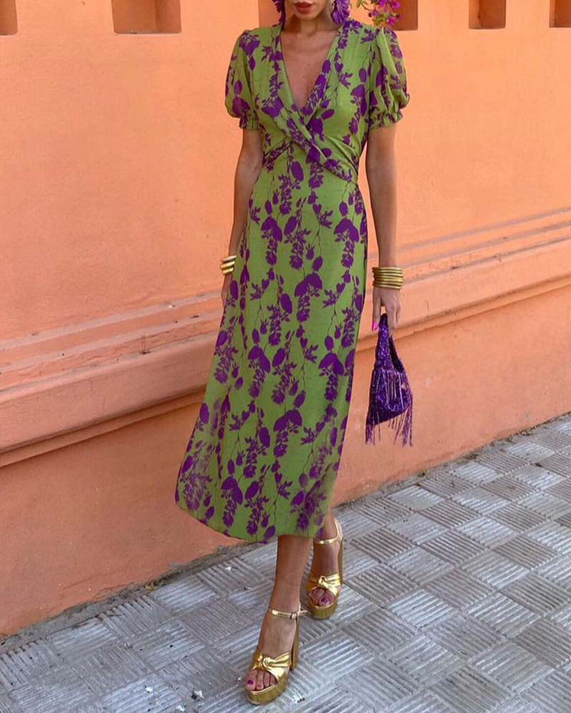 Stylish Floral Wrap Dress