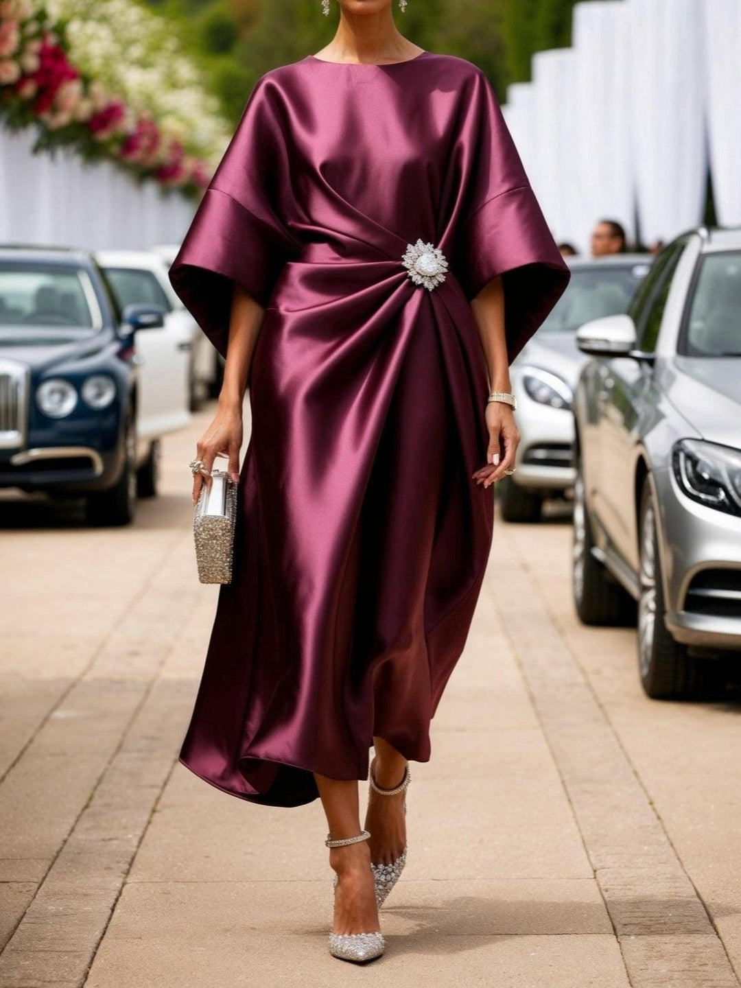 Aurelle™ - Luxe Shimmer Satin Long Dress