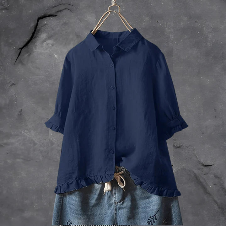 Caitlin | Relaxed Fit Ruffle Hem Shirt