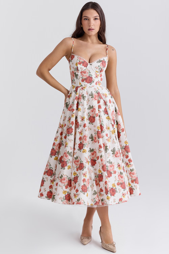 Elegant Bustier Midi Dress