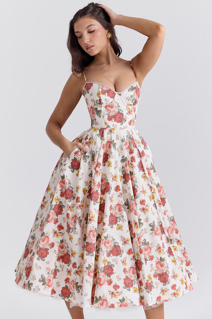 Elegant Bustier Midi Dress