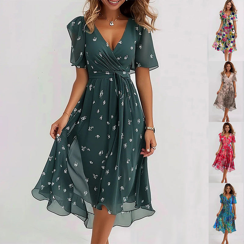 Stylish Floral Wrap Dress