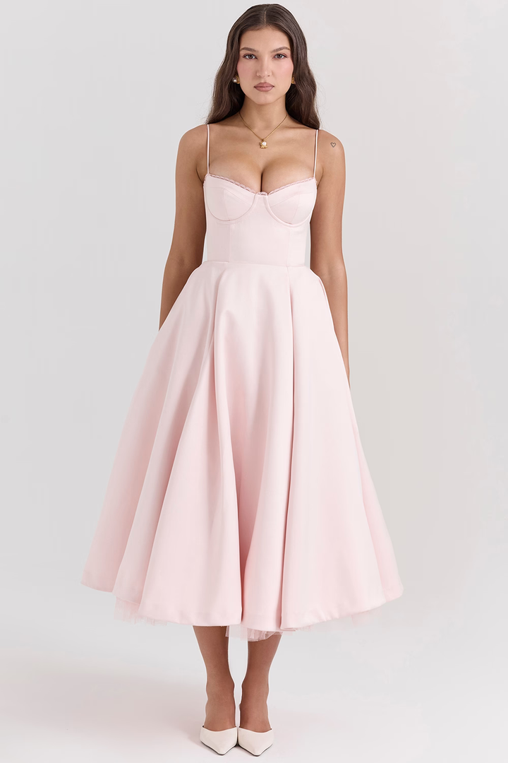 Elegant Bustier Midi Dress
