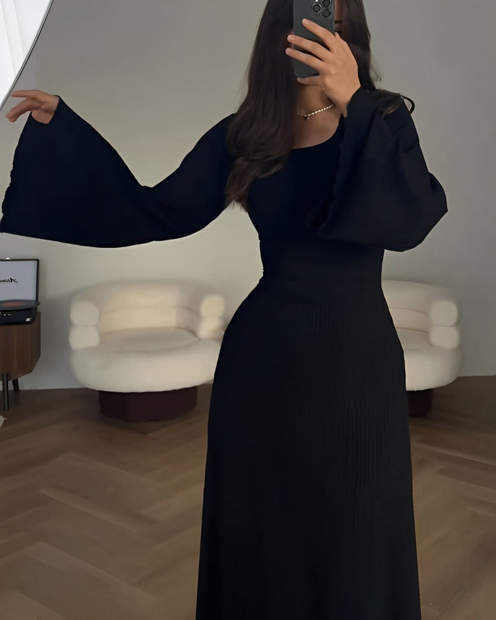 Stylish Ribbed Long Sleeve Dress
