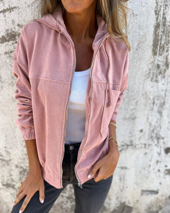 Ella™ | Corduroy Hooded Jacket with Zipper
