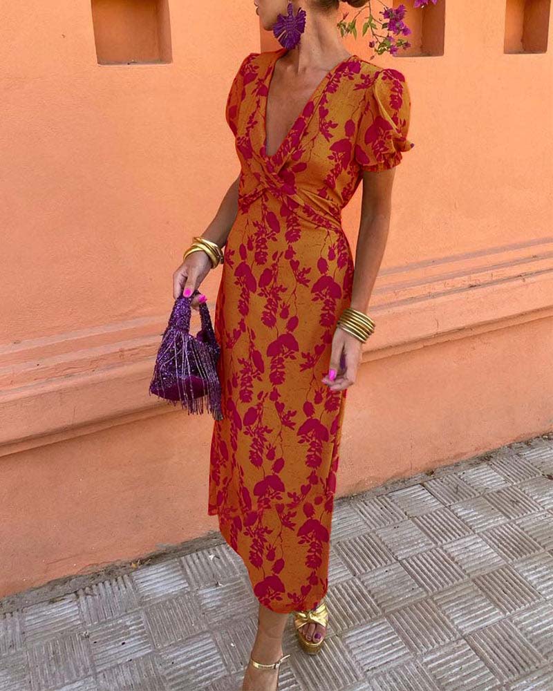 Stylish Floral Wrap Dress