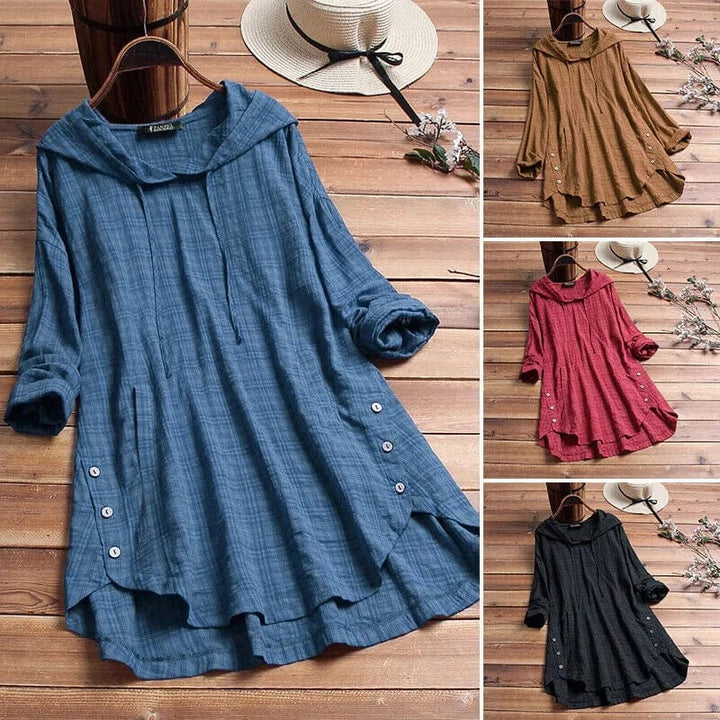 Stylish Hooded Button Dress
