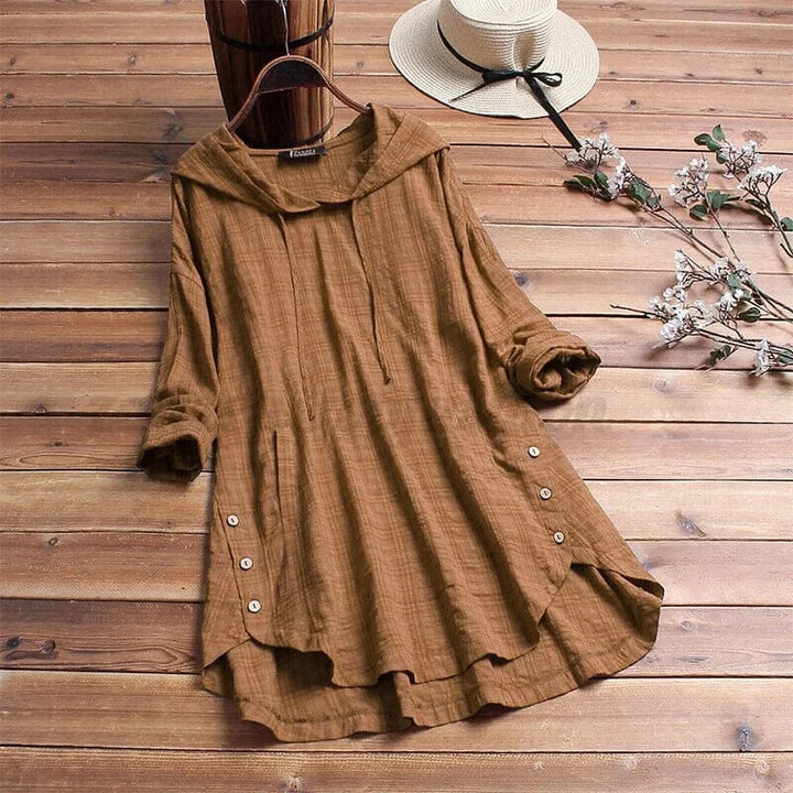 Stylish Hooded Button Dress