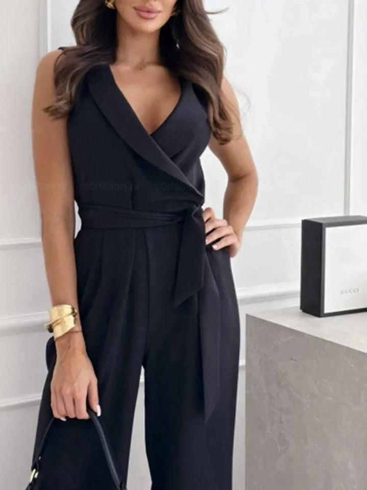 Stylish Wrap-Front Wide-Leg Jumpsuit