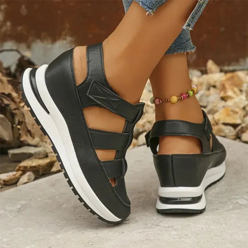 Women's orthopedic sandals with Velcro and closed toes