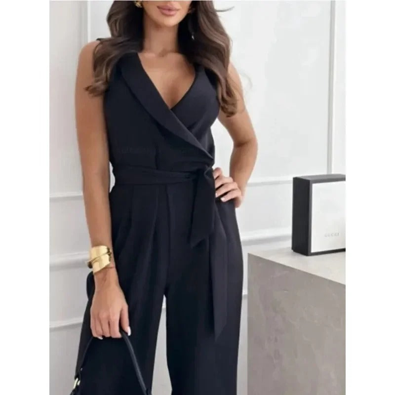 Stylish Wrap-Front Wide-Leg Jumpsuit