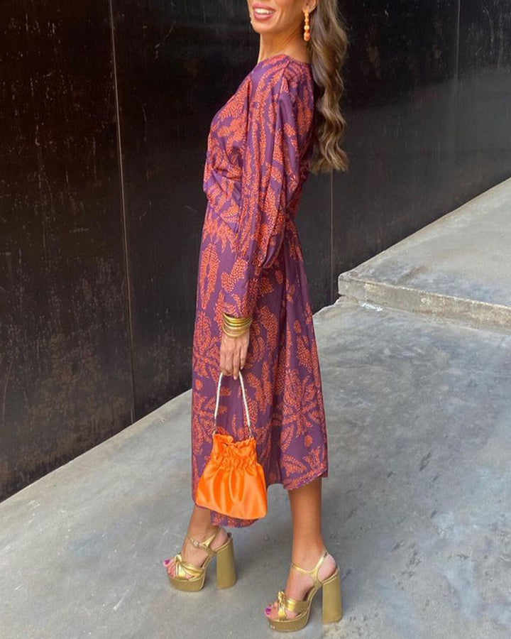 Stylish Floral Tie-Front Midi Dress