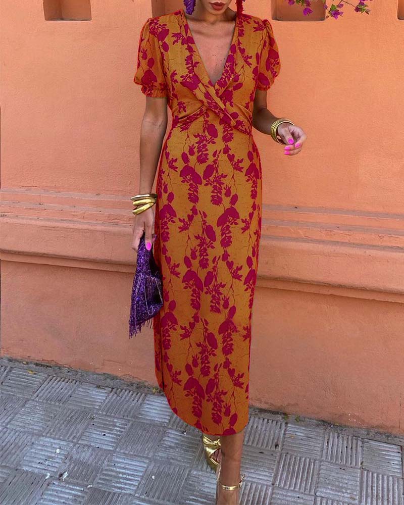 Stylish Floral Wrap Dress