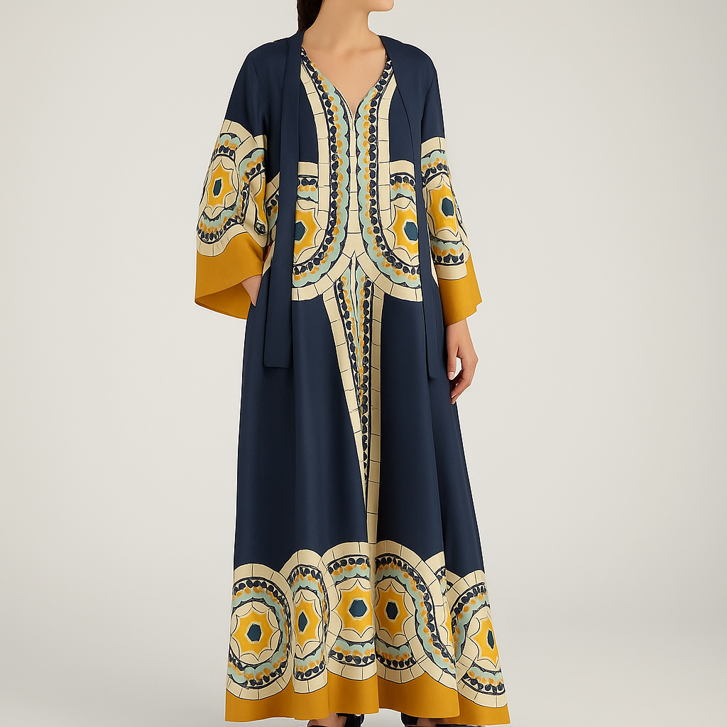 Matilda | Women’s Flowing Maxi Dress | Mosaic Print