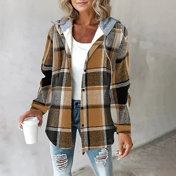 Maddie | Women Checkered Hoodie Jacket | Timeless Fit