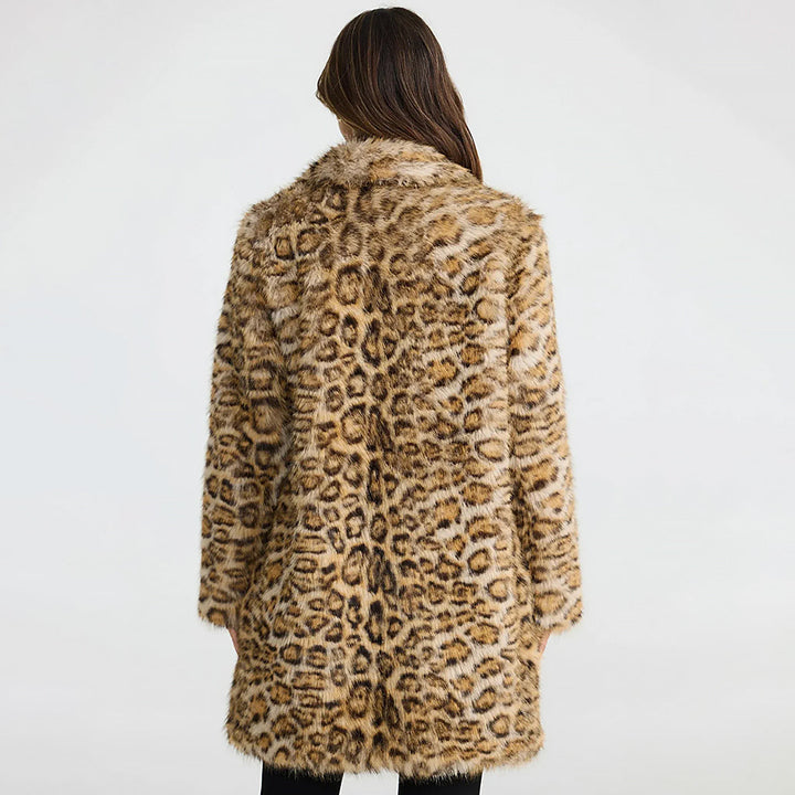 Imogen | Women’s Elegant Mid-Length Coat | Leopard Print