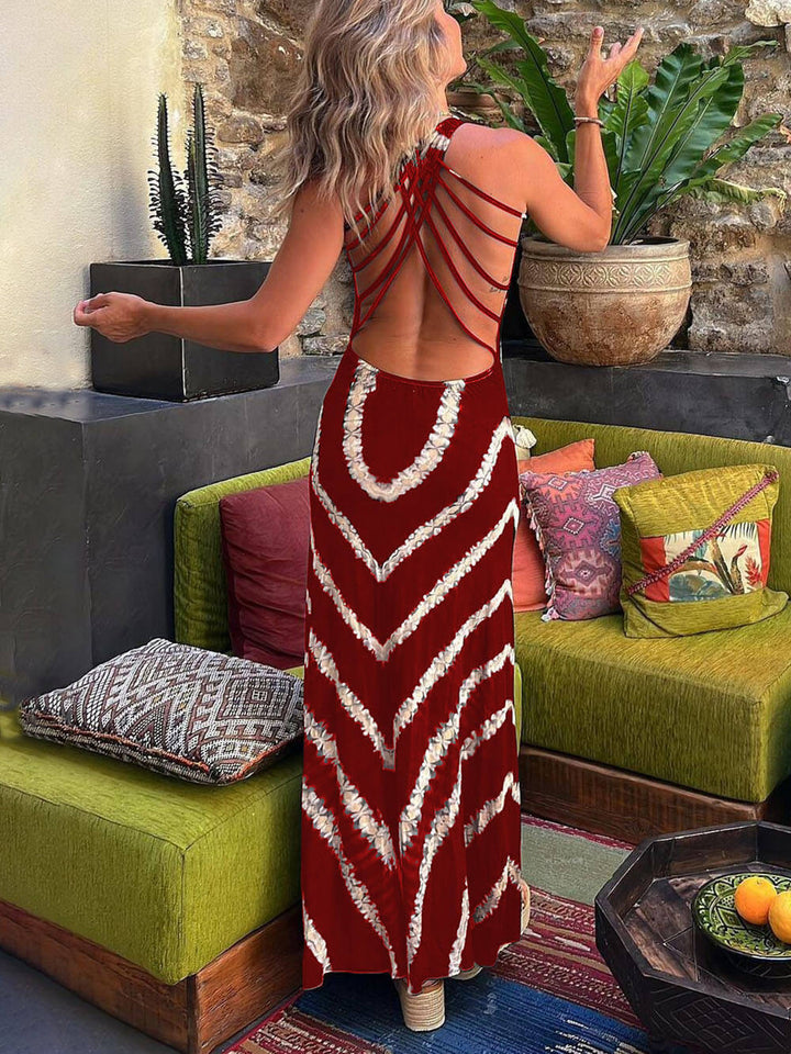 Long stretch dress with wave print