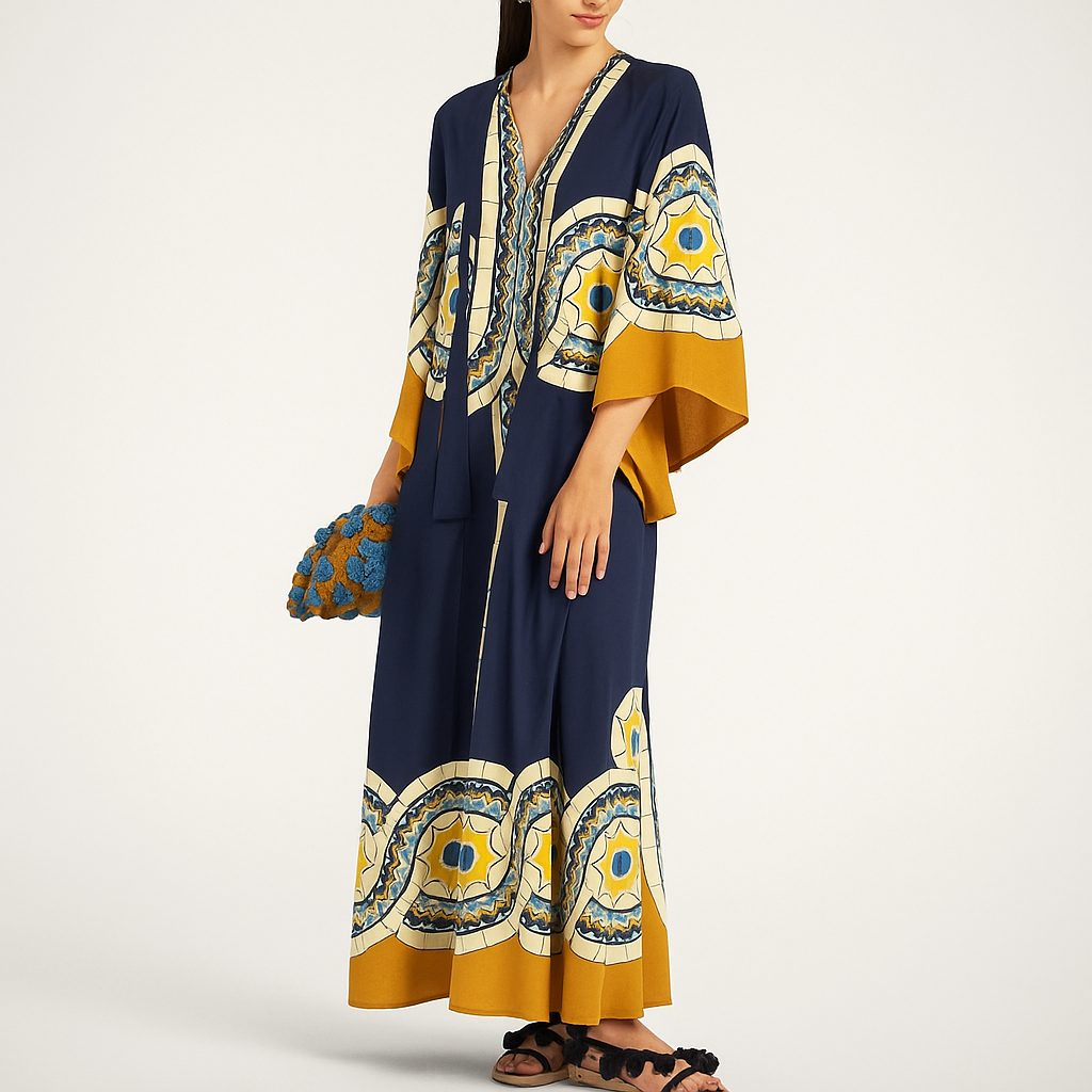 Matilda | Women’s Flowing Maxi Dress | Mosaic Print