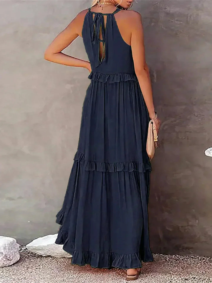 Elegant Halter Ruffle Maxi Dress