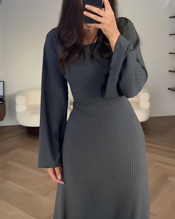 Stylish Ribbed Long Sleeve Dress