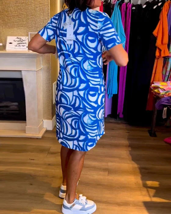 Vibrant Summer V-Neck Tunic Dress