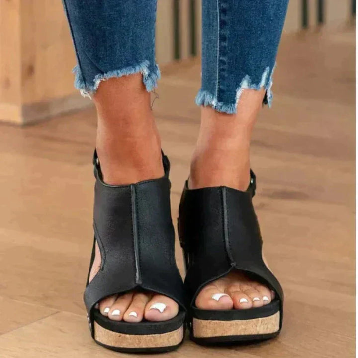 Georgia | Open-Toe Cork Platform Sandals