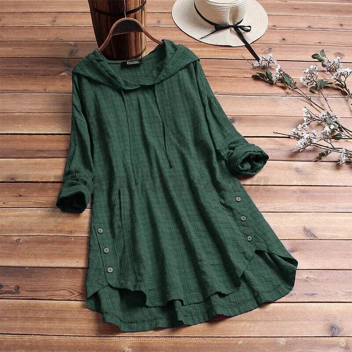 Stylish Hooded Button Dress