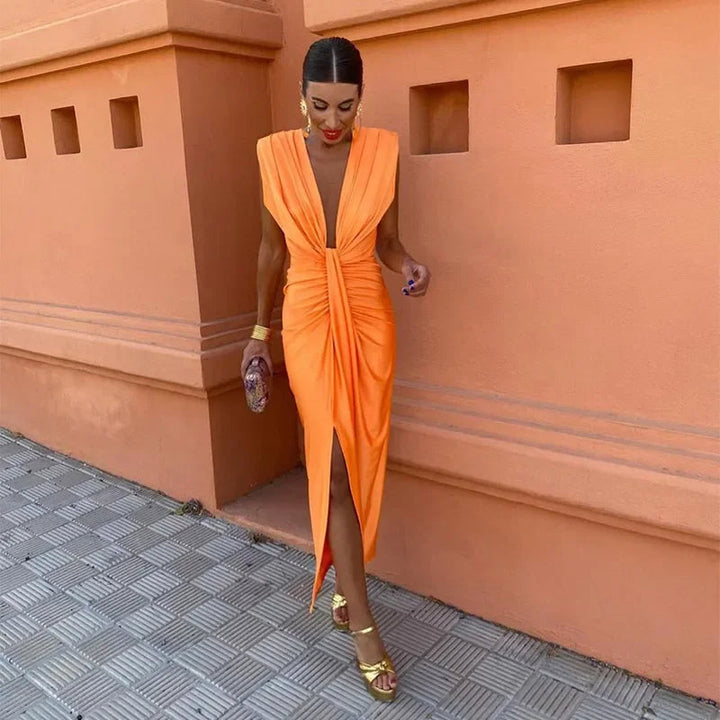 Drape-Detail Bodycon Dress