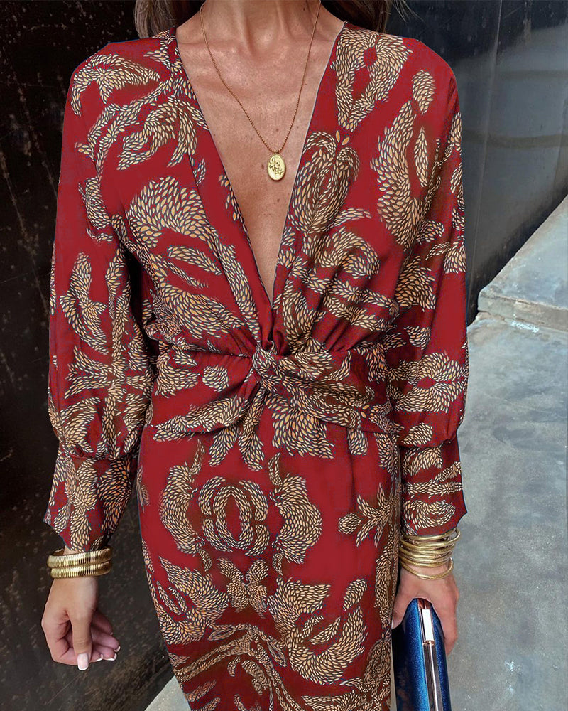 Stylish Floral Tie-Front Midi Dress
