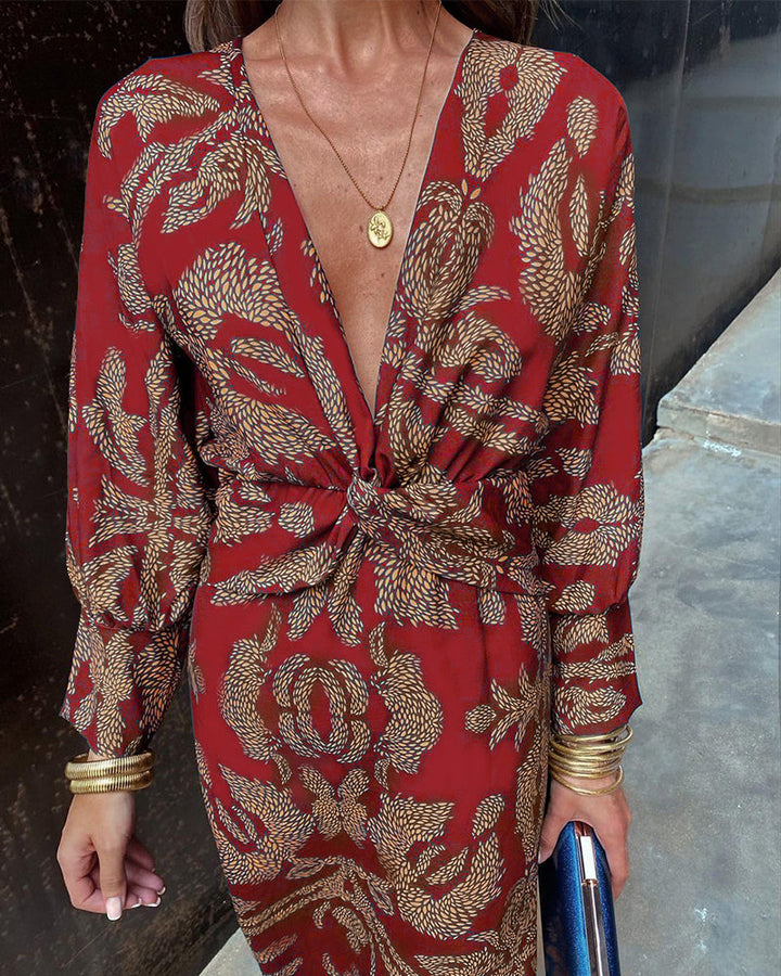 Stylish Floral Tie-Front Midi Dress
