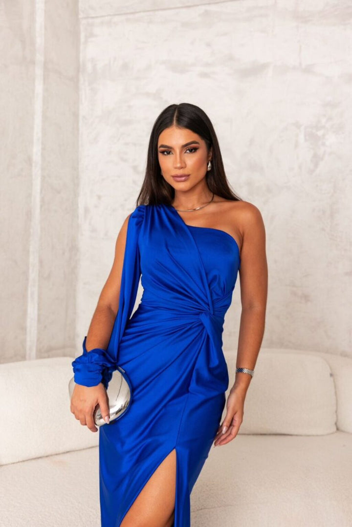 Stylish One-Shoulder Satin Dress