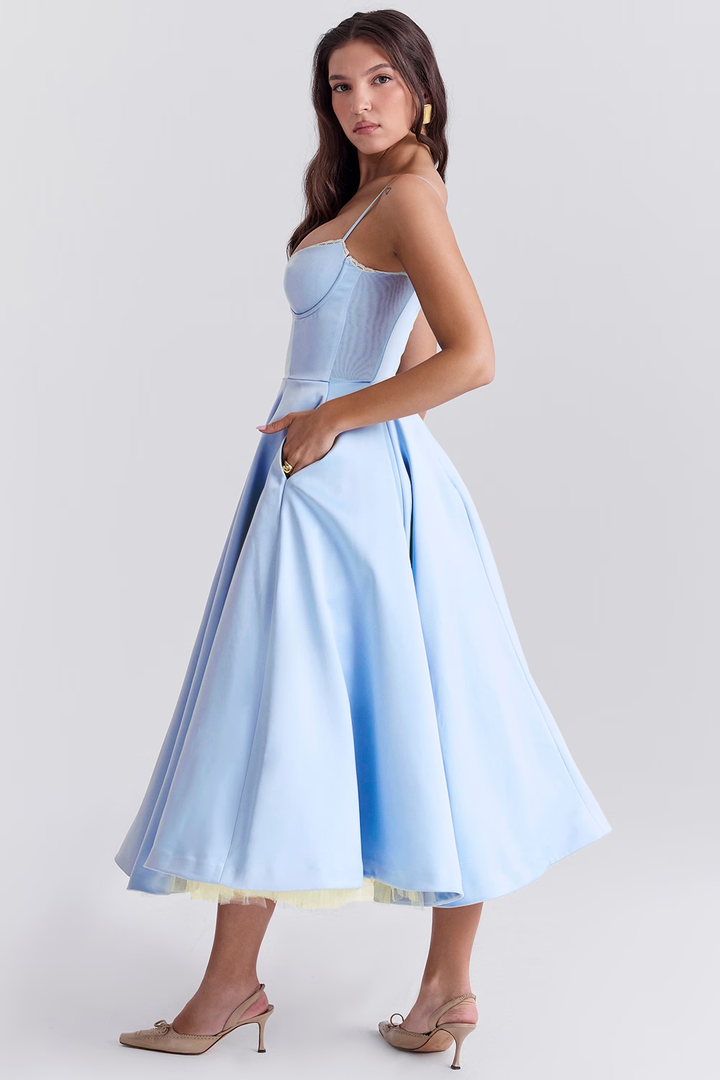 Elegant Bustier Midi Dress