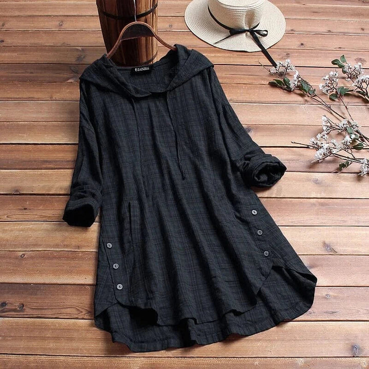 Stylish Hooded Button Dress
