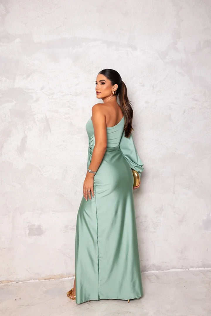 Stylish One-Shoulder Satin Dress