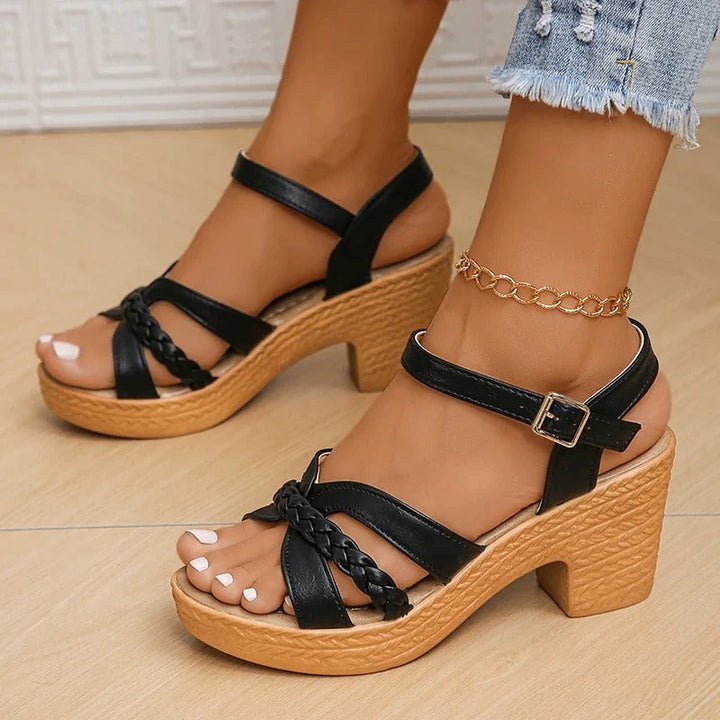 Bella | Stylish Braided Strap Heeled Sandals
