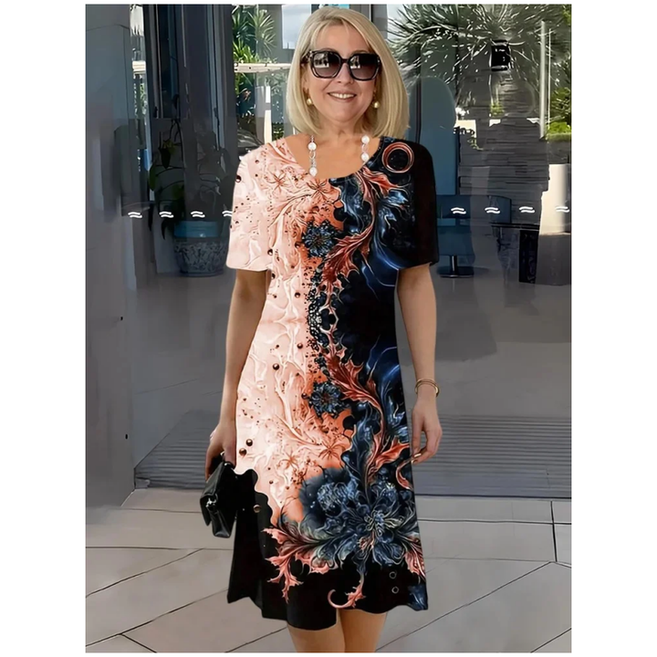 Loose Summer Women’s Dress with 3D Floral Pattern