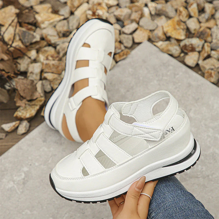 Women's orthopedic sandals with Velcro and closed toes