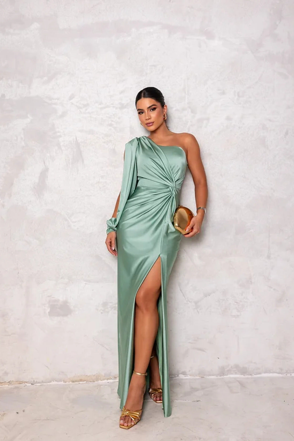 Stylish One-Shoulder Satin Dress