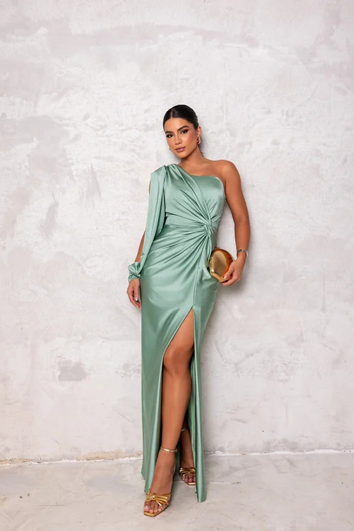 Stylish One-Shoulder Satin Dress