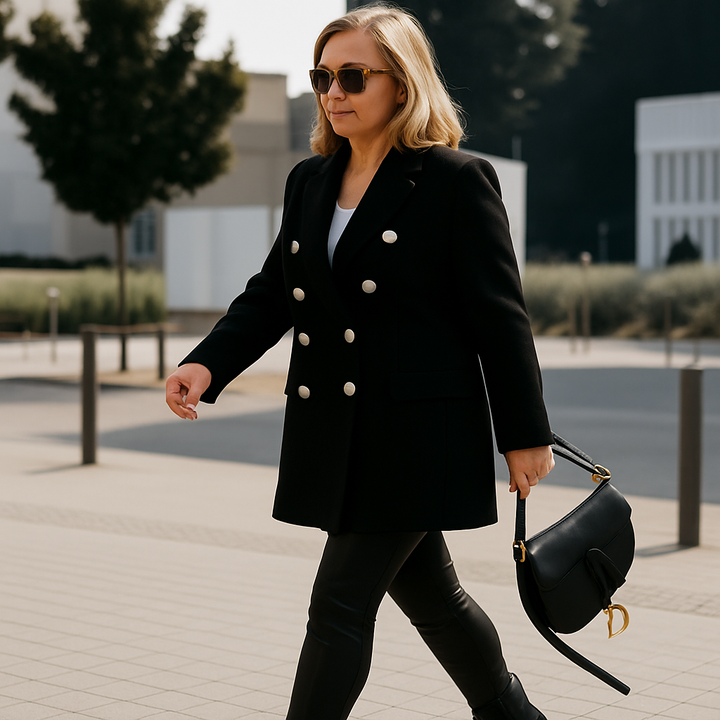 Livia | Women Double Breasted Woolen Coat | Mid-Length