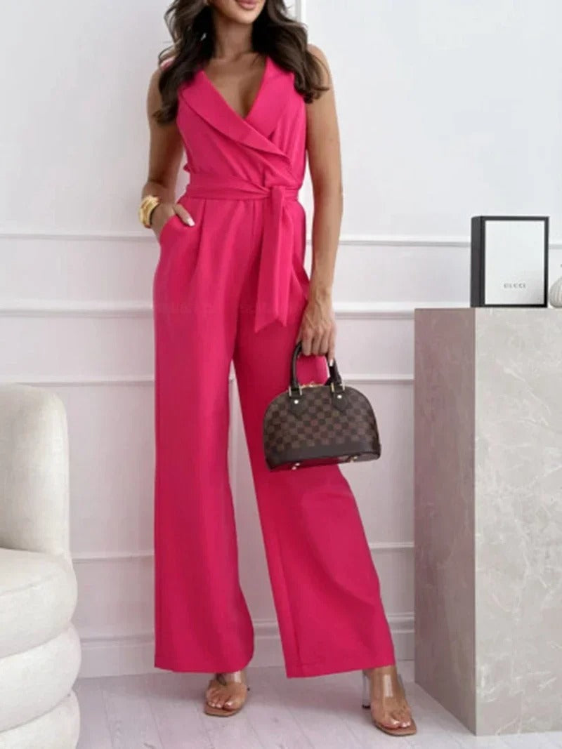 Stylish Wrap-Front Wide-Leg Jumpsuit