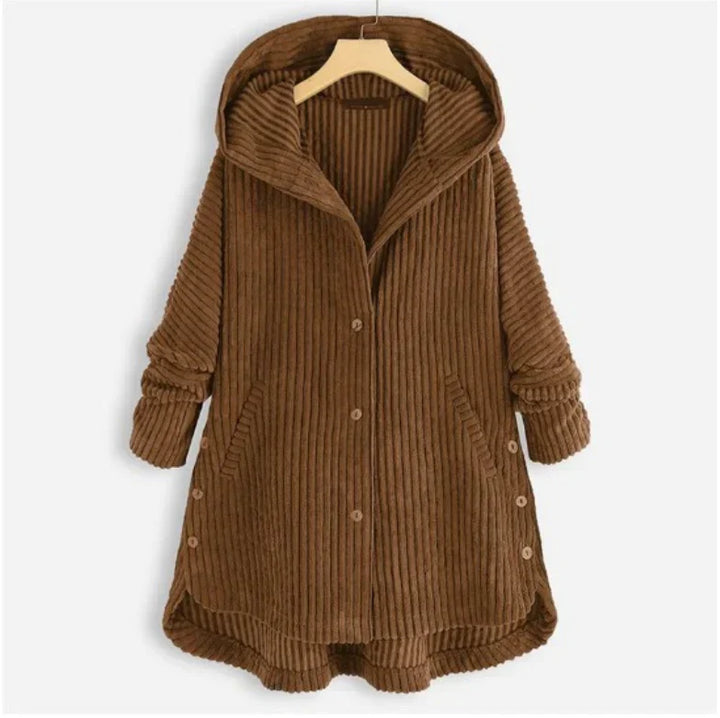 Stylish Hooded Ribbed Coat