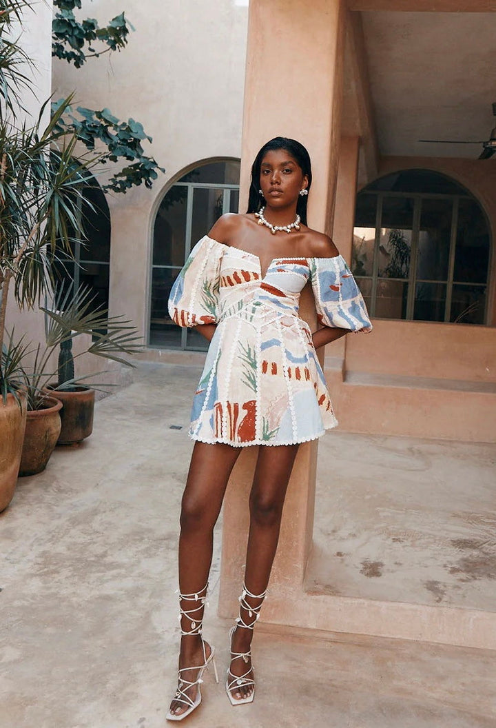 Stylish Off-Shoulder Print Dress