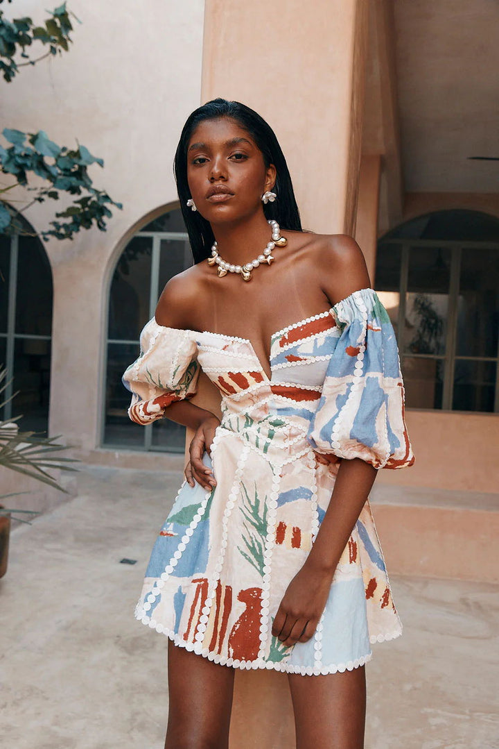 Stylish Off-Shoulder Print Dress