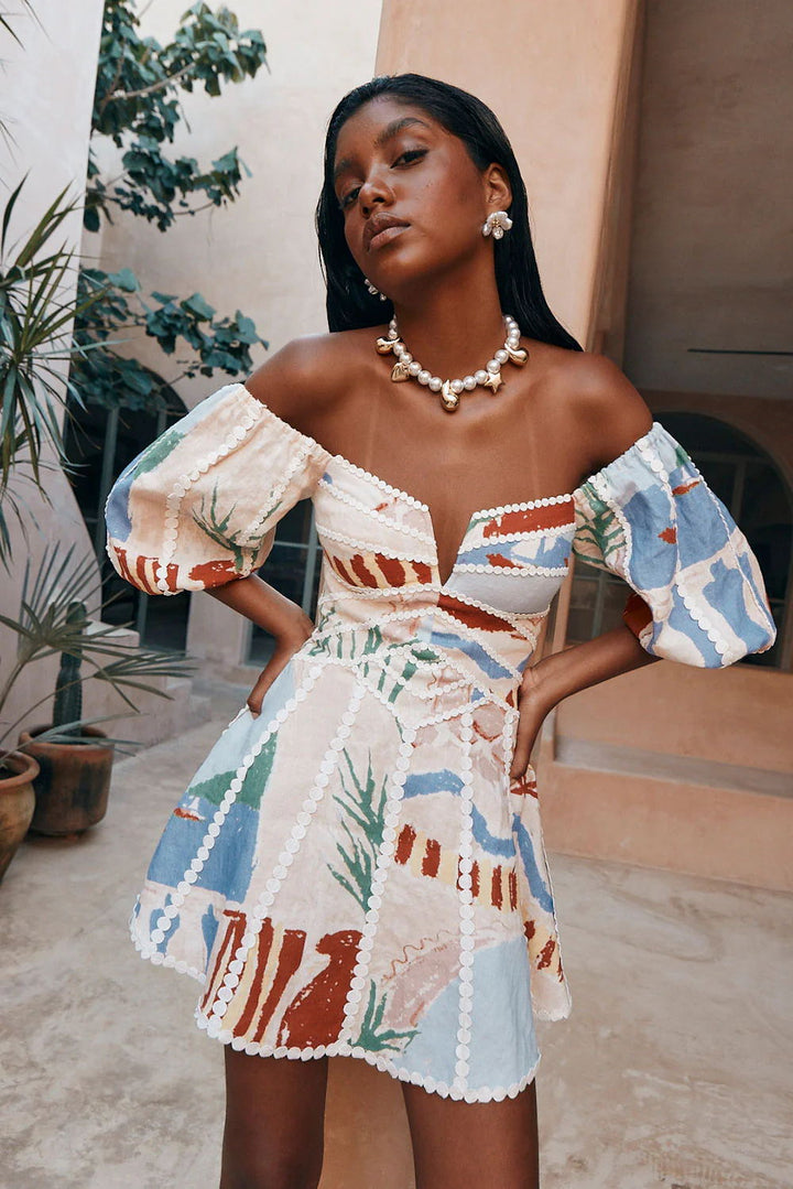 Stylish Off-Shoulder Print Dress